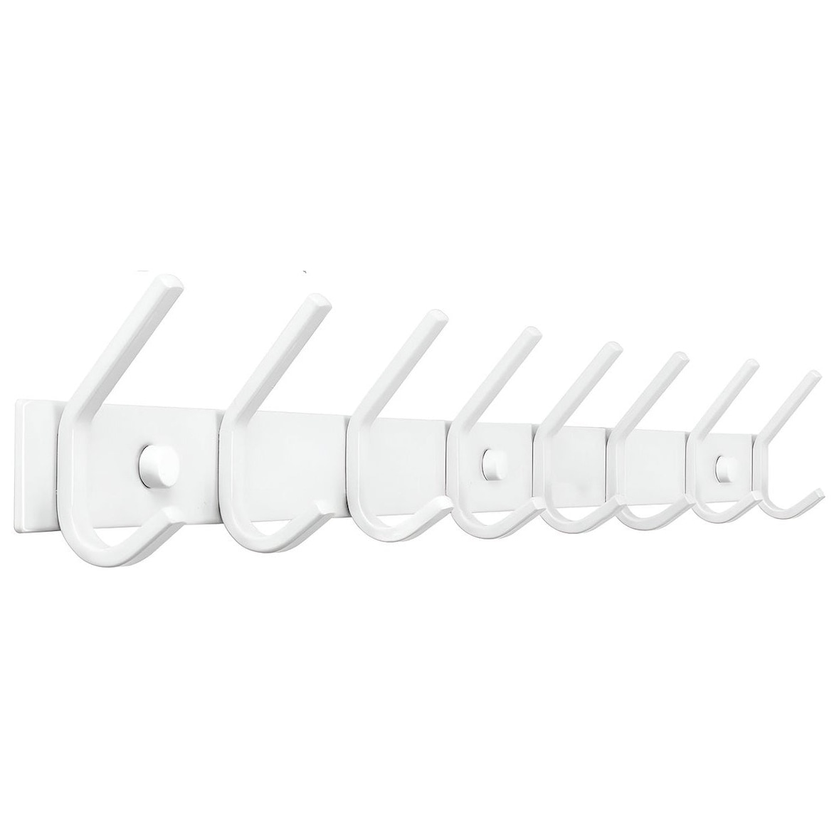 TOJ Living Wandgarderobe – 16 Haken – 62 cm – Edelstahl – Weiß – Hakenleiste