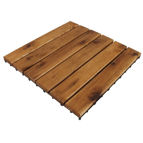 33x Holzfliesen Akazienfliesen 3 m² Terrasse Balkon Klickfliesen Akazie 30x30 cm