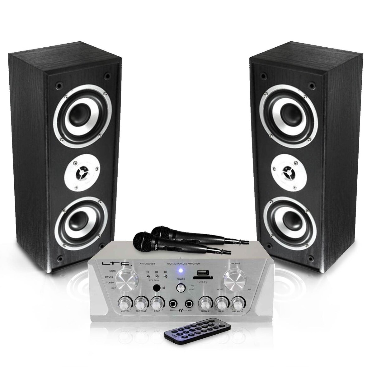 Pack karaoké 100W + HP C810 BL + ampli+2 mic Noir