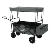 thumbnail of Hauki Bollerwagen L Grau, faltbar mit Dach, Handwagen klappbar, bis 80 kg, 2 Netztaschen + Außentasche, Bremse, Transportwagen Kinder
