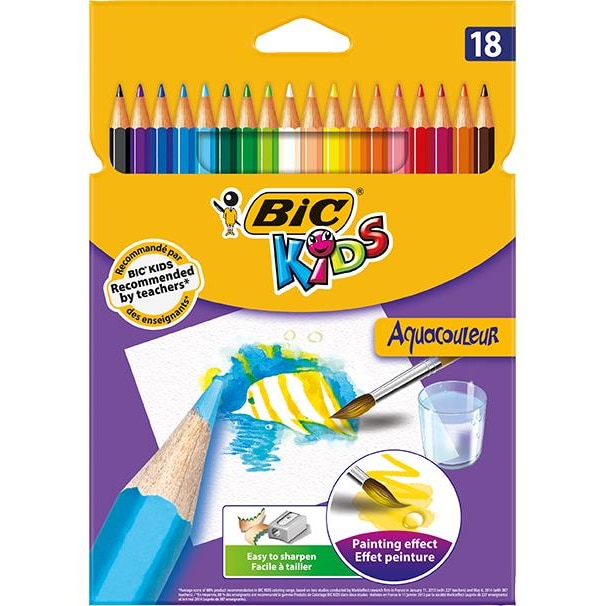BIC Crayons de couleur KIDS AQUACOULEUR 18 Couleurs