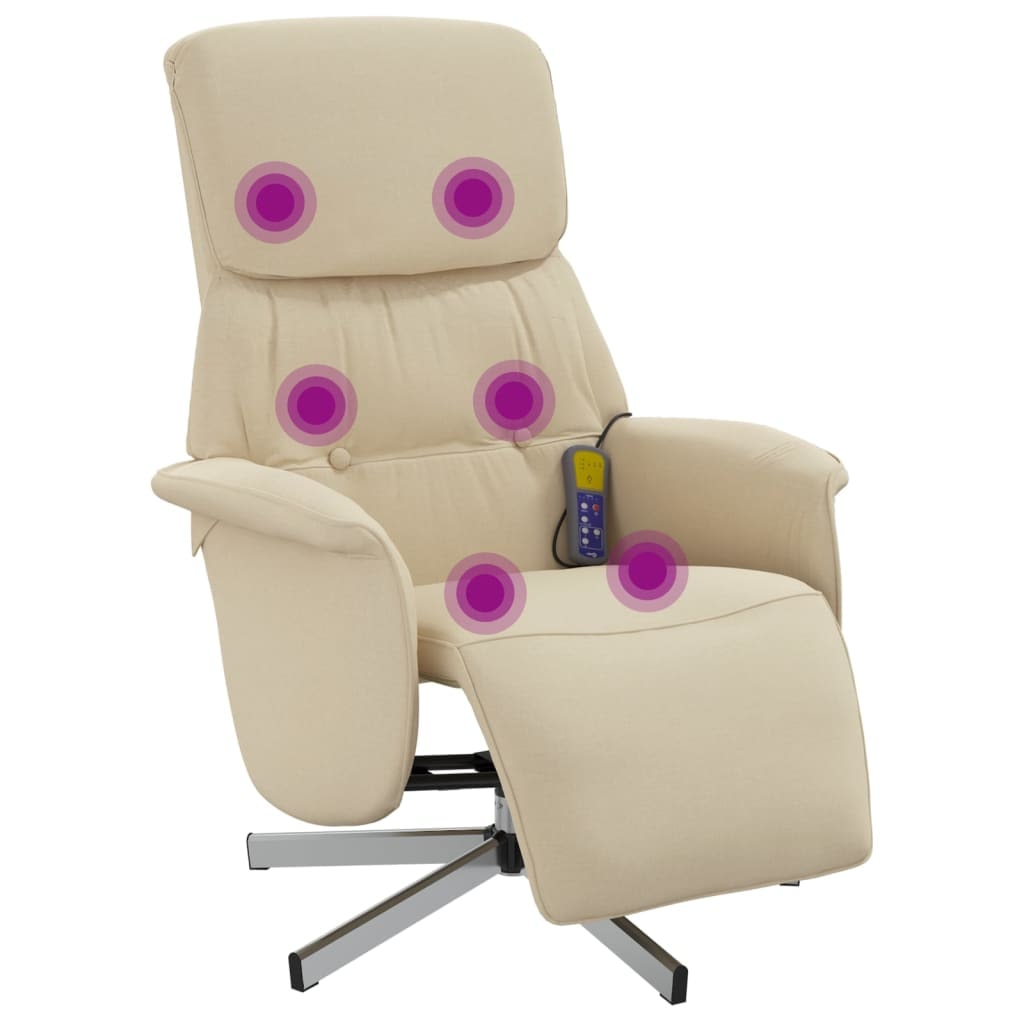 vidaXL Massagesessel mit Fußteil Creme Stoff