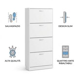 thumbnail of Scarpiera Slim Ante Mobile Porta Scarpe Ingresso Salvaspazio 63x24x150 Cm - Bianco Caldo