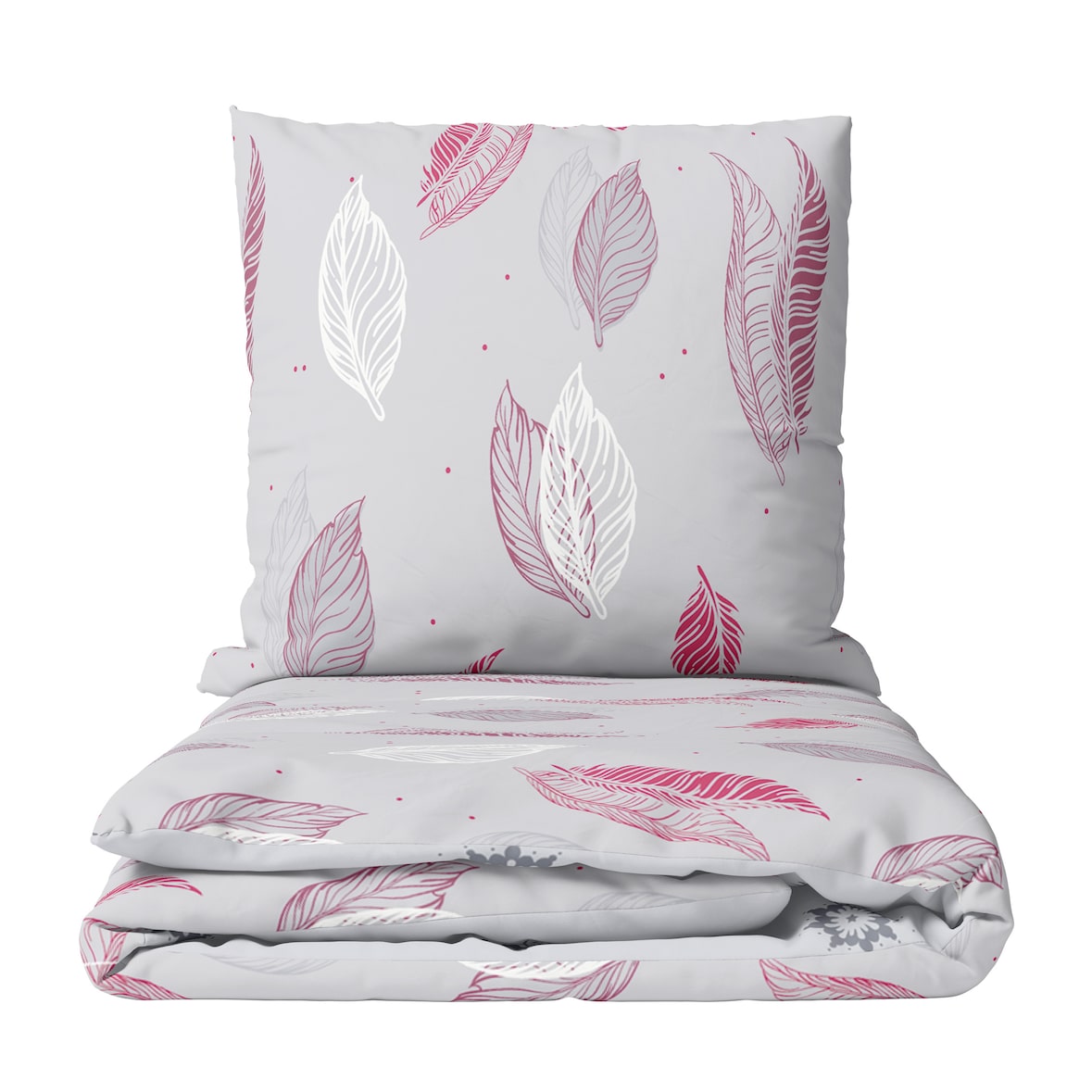 Bettwäsche 200x200 cm Fleece Grau Lila Feder Winter warm