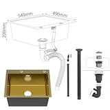 thumbnail of Gasfrit - Keukenspoelbak met sifon voor opbouwmontage van roestvrij staal goudkleurig, 1 spoelbak, 540 x 490 x 200 mm