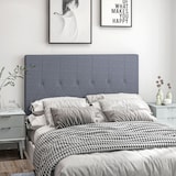 thumbnail of Cabecero de cama 160 cm cabezal de cama tapizado en lino 2 formas de uso vertical o montado a la pared cabecero para dormitorio gris