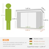 thumbnail of Cobertizo de jardín de exterior 1,26 m² 147x86x134 cm caseta de metálico con 2 puertas y cerradura para almacenamiento de herramientas negro