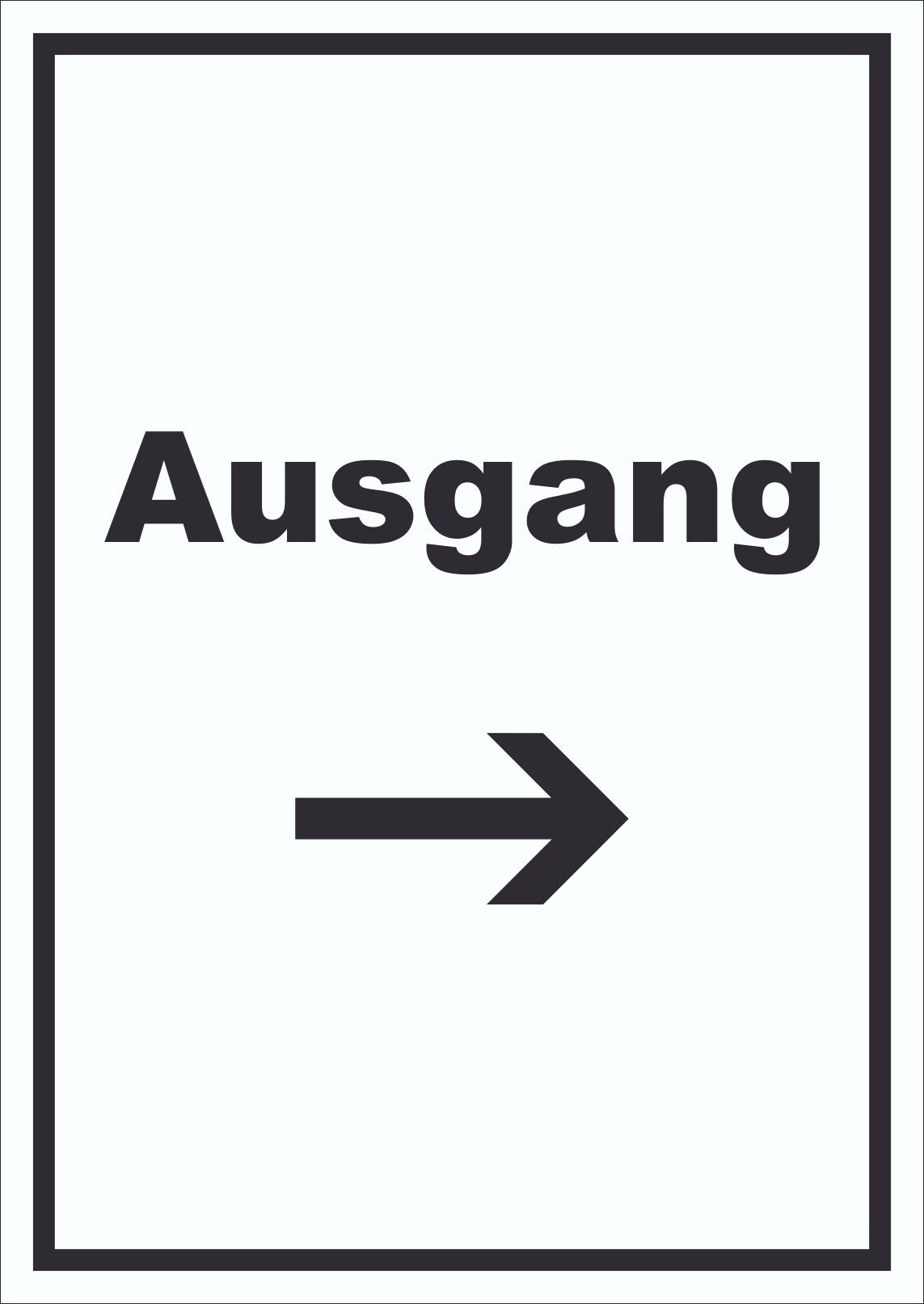Ausgang Schild mit Text und Richtungspfeil rechts Exit Schluss hochkant A0 (841x1189mm)