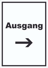 thumbnail of Ausgang Schild mit Text und Richtungspfeil rechts Exit Schluss hochkant A0 (841x1189mm)