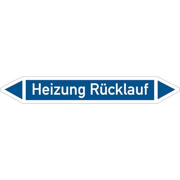 Rohrleitungskennzeichnung, Heizung Rücklauf, Einzeletikett, Folie - DIN 2404 - 100x15 mm Folie selbstklebend