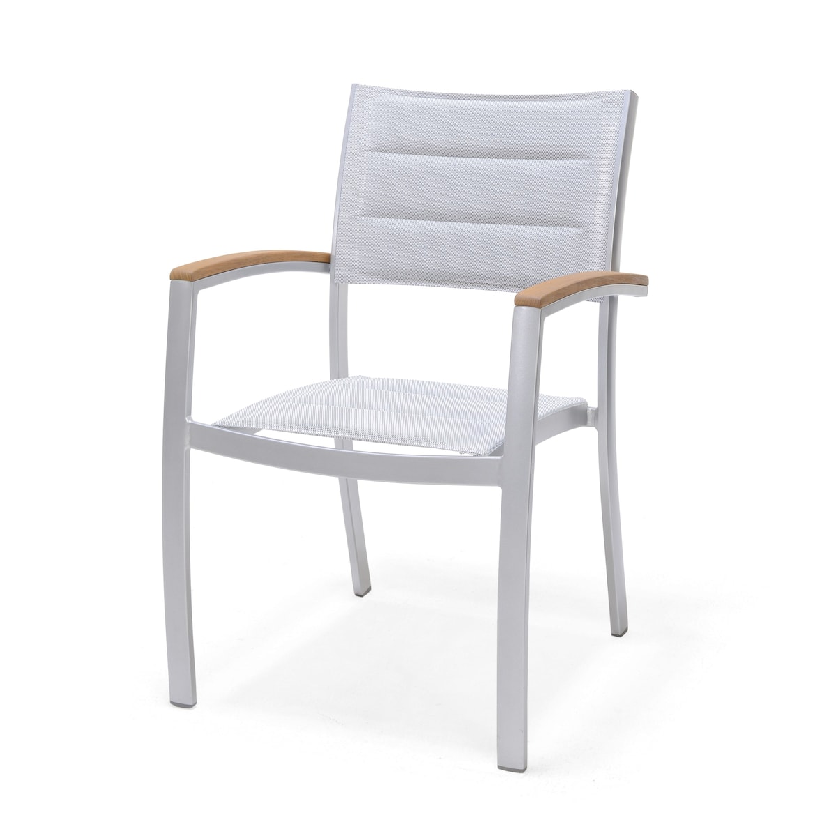 METRO PROFESSIONAL stapelstoel met armleuningen Lynx, aluminium/synthetische stof, zilver