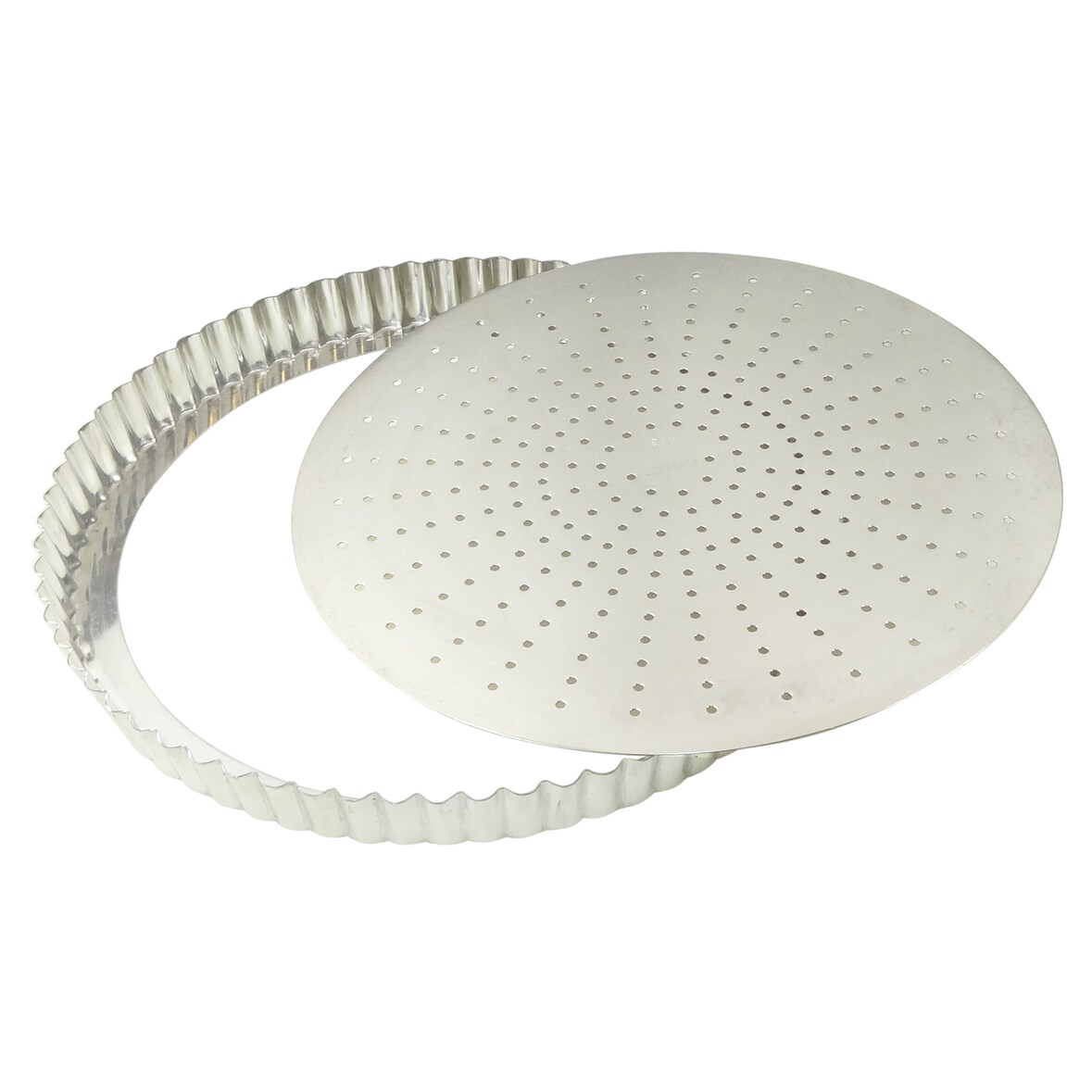 Gobel - Tortenform, geriffelt, perforiert - Weißblech - Hebeboden - Ø30 cm H2,8 cm - 126445