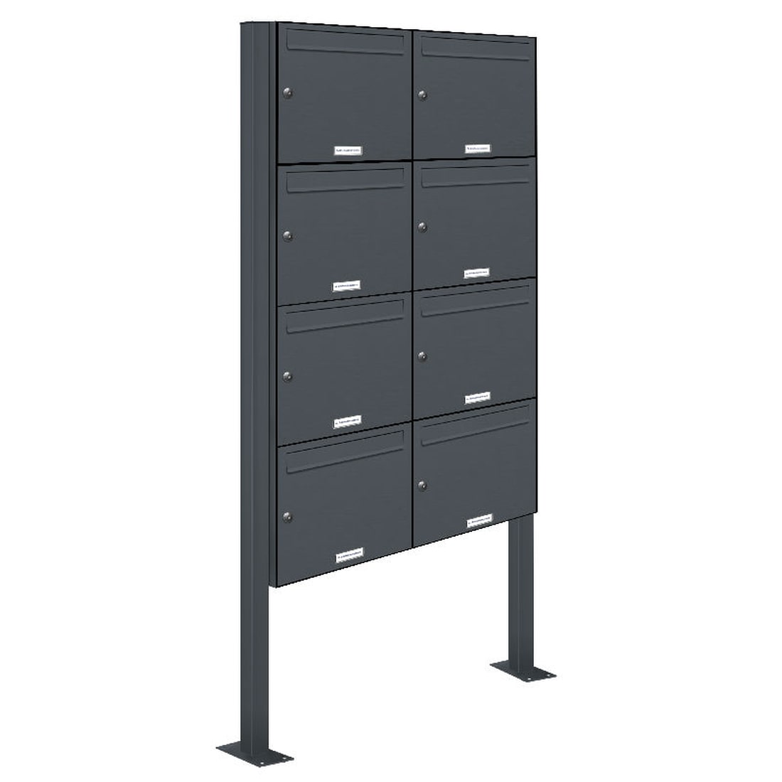 AL Briefkastensysteme 8 Fächer Premium Stand Briefkasten Anlage in RAL 7016 Anthrazit Grau  Post A4, robust, wetterfest, Artikelnummer: 331P8S2P7016