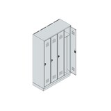 thumbnail of C+P Spind Classic PLUS, Sockel, 4 Abteile, HxBxT 195x120x50cm, Sicherheitsdrehriegel, Hellgrau/Rot von PROREGAL