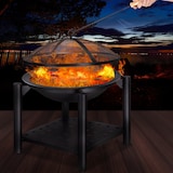 thumbnail of GARDEBRUK® Feuerschale mit Funkenschutz Schürhaken Abdeckung 55cm Stahl Feuerstelle Feuerkorb Terrassenofen Grill Garten