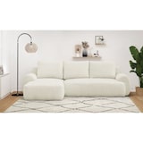 thumbnail of Canapé d'angle gauche convertible 3 places MILO - Tissu bouclettes beige clair - Coffre de rangement - L 264 x H 84 x P 99/145 AUCUNE