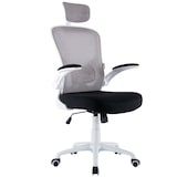 thumbnail of Chaise de bureau ergonomique pivotante avec soutien lombaire, accoudoirs et appui-tête, hauteur réglable - Blanc