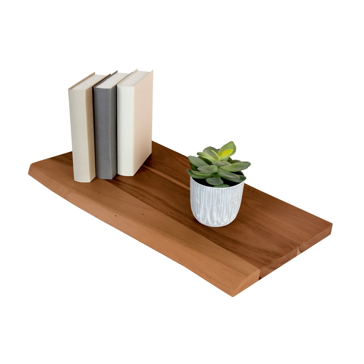 Holzplatte Arya mit echter Baumkante (einseitig), 60 x 30 cm, Akazienholz nussbaum, massiv & lackiert