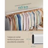 thumbnail of Helloshop26 - Portant à vêtements avec roulettes tringle extensible pour charge lourde capacité de charge 110 kg 45 x (160-200) x 12_0006974