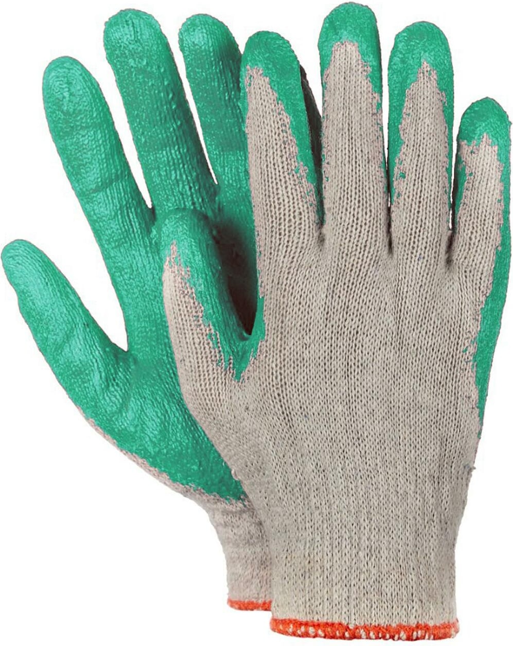 20 Paar Arbeitshandschuhe Montagehandschuhe Baumwolle Latex Größe L-9 grün
