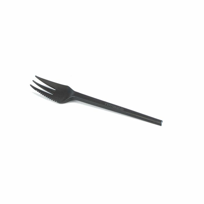 Natureko Herbruikbare CPLA snackvork met snijrand 13,2cm zwart