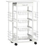 thumbnail of HOMCOM Carrinho de Cozinha com Rodas Gaveta 4 Cestas de Metal e 4 Suportes para Temperos Laterais 57x37x83cm Branco