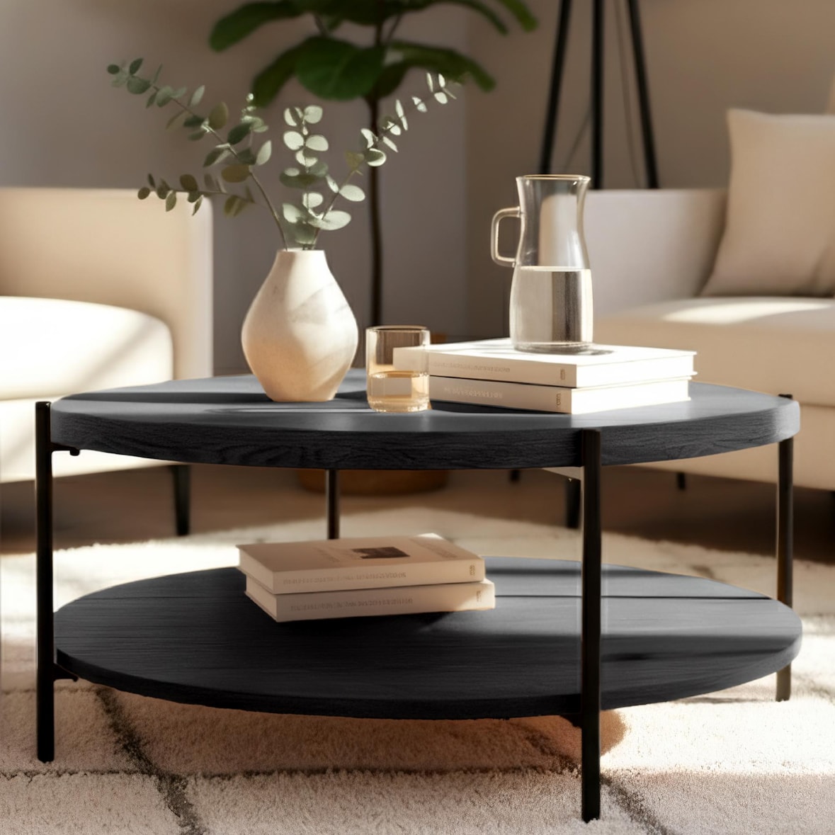 Mesa de centro Edduma Gris/Ø 80 cm