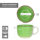 thumbnail of 6er Set Uni bunt Jumbotasse 400ml 6 Personen bunte XL-Becher Kakao Kaffee Tee Mug