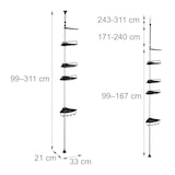 thumbnail of Relaxdays Duschregal Teleskop, H: 99–311 cm, ohne Bohren, zum Klemmen, für Ecke, 4 Duschablagen, Handtuchstange, schwarz