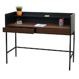 thumbnail of Bureau HWC-J79, bureau computertafel werktafel, lade 120x50cm hout metaal ~ walnoot-look