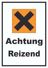 thumbnail of Schild Gefahrensymbol Reizend Kreuz hochkant A6 (105x148mm)