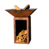 thumbnail of braseiro cevenol madeira de aço quadrado 74 imitação corten tigela dupla