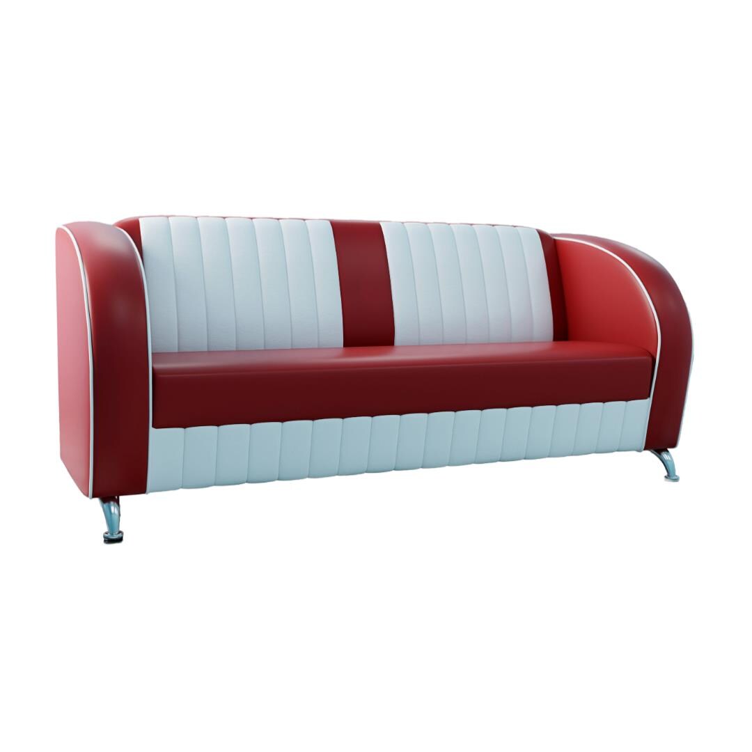 American Lounge Sitzsofa  | 180 cm | Rot und Weiß