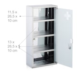 thumbnail of Relaxdays Medizinschrank, 4 Fächer, HBT: 57 x 27 x 12 cm, abschließbarer Medikamentenschrank, Edelstahl, Glastür, silber