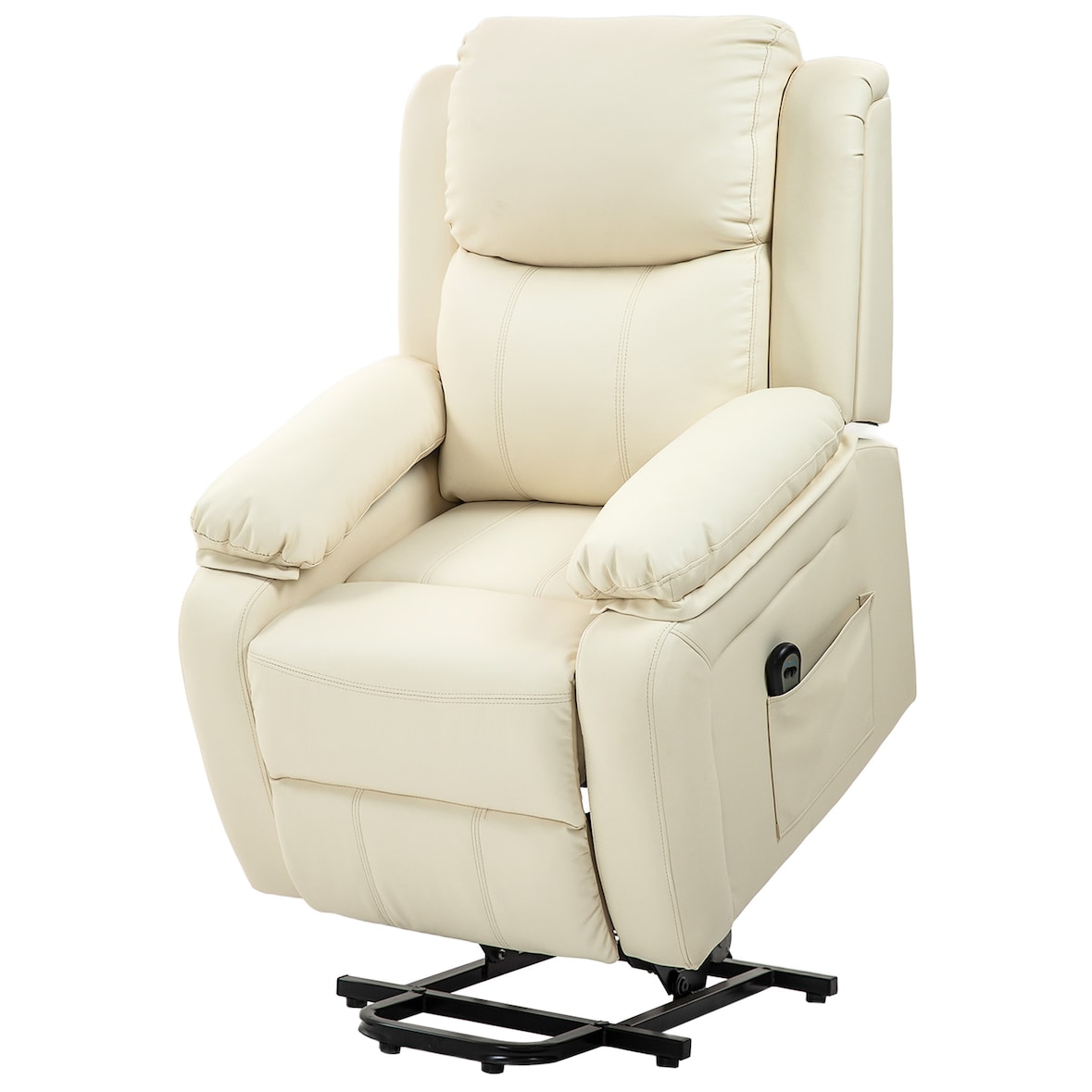 HOMCOM Poltrona Alzapersona con Poggiapiedi e Telecomando Bianco Crema