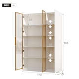 thumbnail of Merax LED Vitrinenschrank 110×35×165 cm, Glasvitrine mit gehärteten Glastüren, Bücherregal & Aufbewahrungsschrank, Weinschrank mit Beleuchtung, weiß