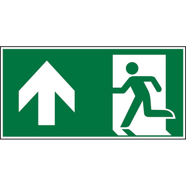 Rettungszeichen, Notausgang geradeaus - ASR A1.3 (DIN EN ISO 7010) - 600x300x1.5 mm Kunststoff nachleuchtend