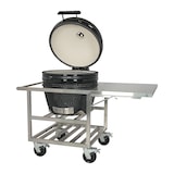 thumbnail of METRO PROFESSIONAL Barbacoa de carbón vegetal kamado Naggado Pro, 140 x 91 x 127 cm, mesa lateral plegable y ruedas, cerámica/ acero inoxidable, negro