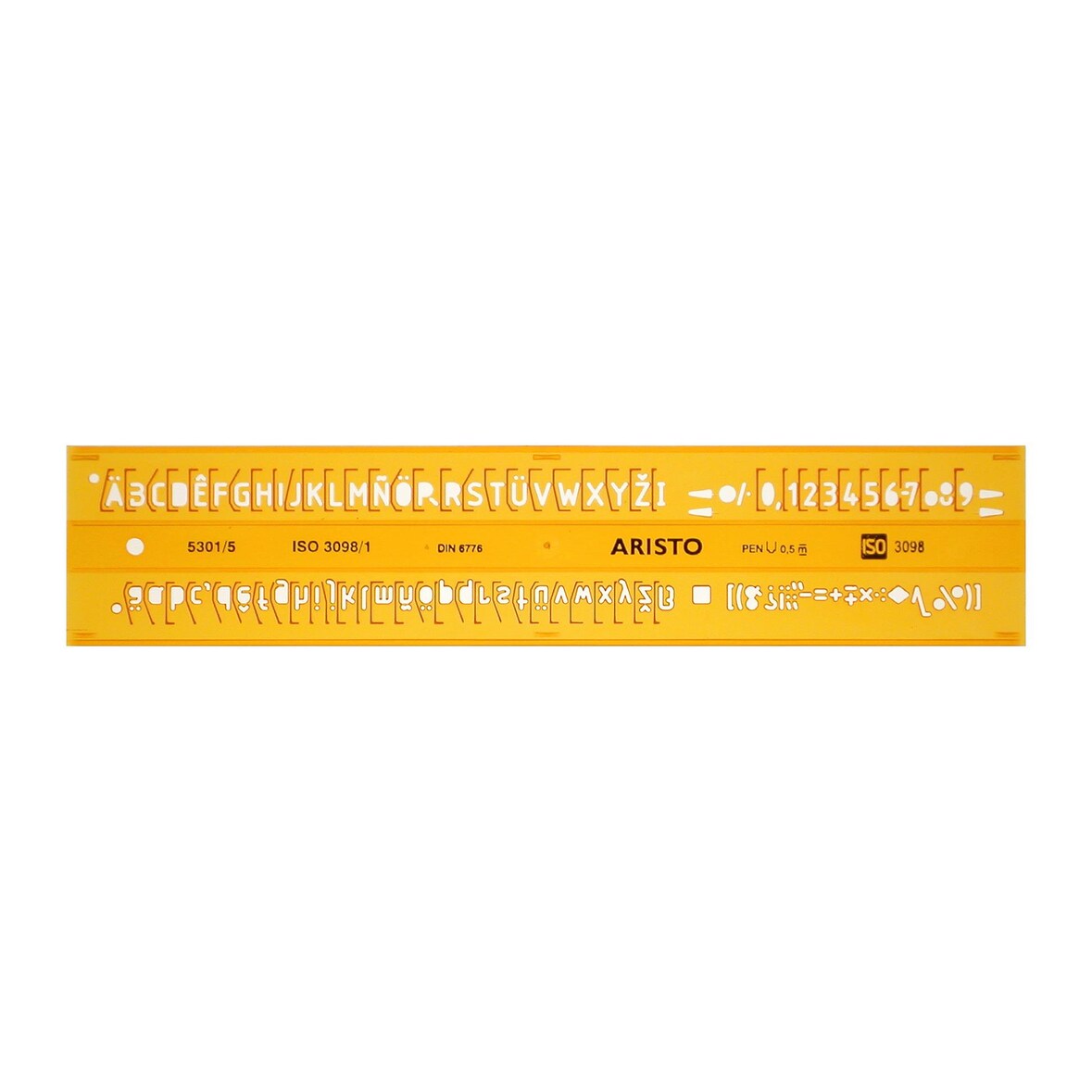 Schriftschablone gerade 5 mm, ISO3098-1/DIN 6776, H-Profil, Typ B