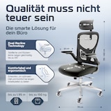 thumbnail of CLOUVOU SmartSeat, ergonomischer Bürostuhl, Rückenlehne mit Mesh Bezug, FlipUp-Armlehnen, 3D-Kopfstütze, BladeWheels, Schwarz