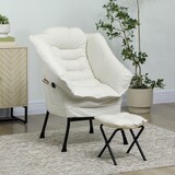 thumbnail of HOMCOM sillón de salón con otomana sillón de relax sillón para lectura con bolsillos laterales y patas de acero para sala de estar dormitorio crema