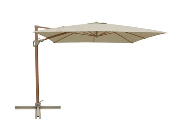 METRO PROFESSIONAL Parasol ROMA, aluminium/polyester, 3 x 3 m, ouverture à manivelle, rotation à 360°, protection UV50+, hydrofuge, aspect bois, beige