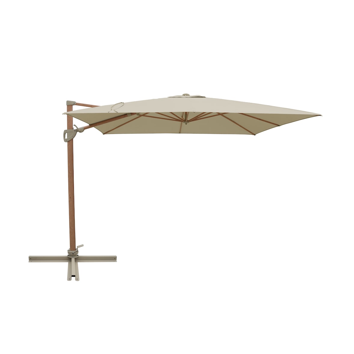 METRO PROFESSIONAL Vierkante parasol in hout-look, aluminium, 3 x 3 m, waterafstotend, humus