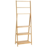 thumbnail of HOMCOM toallero de pie de bambú con 3 barras toallero escalera plegable con 3 etantes de almacenamiento para baño lavadero 53x30,5x152 cm natural