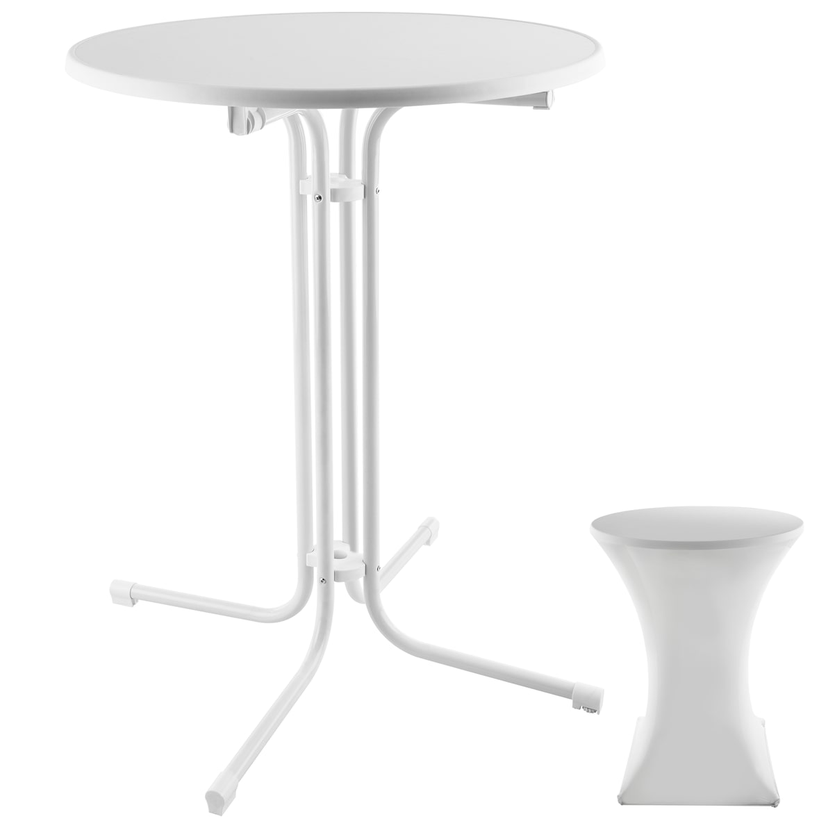 Stehtisch Eren klappbar mit Husse 90x110cmweiß