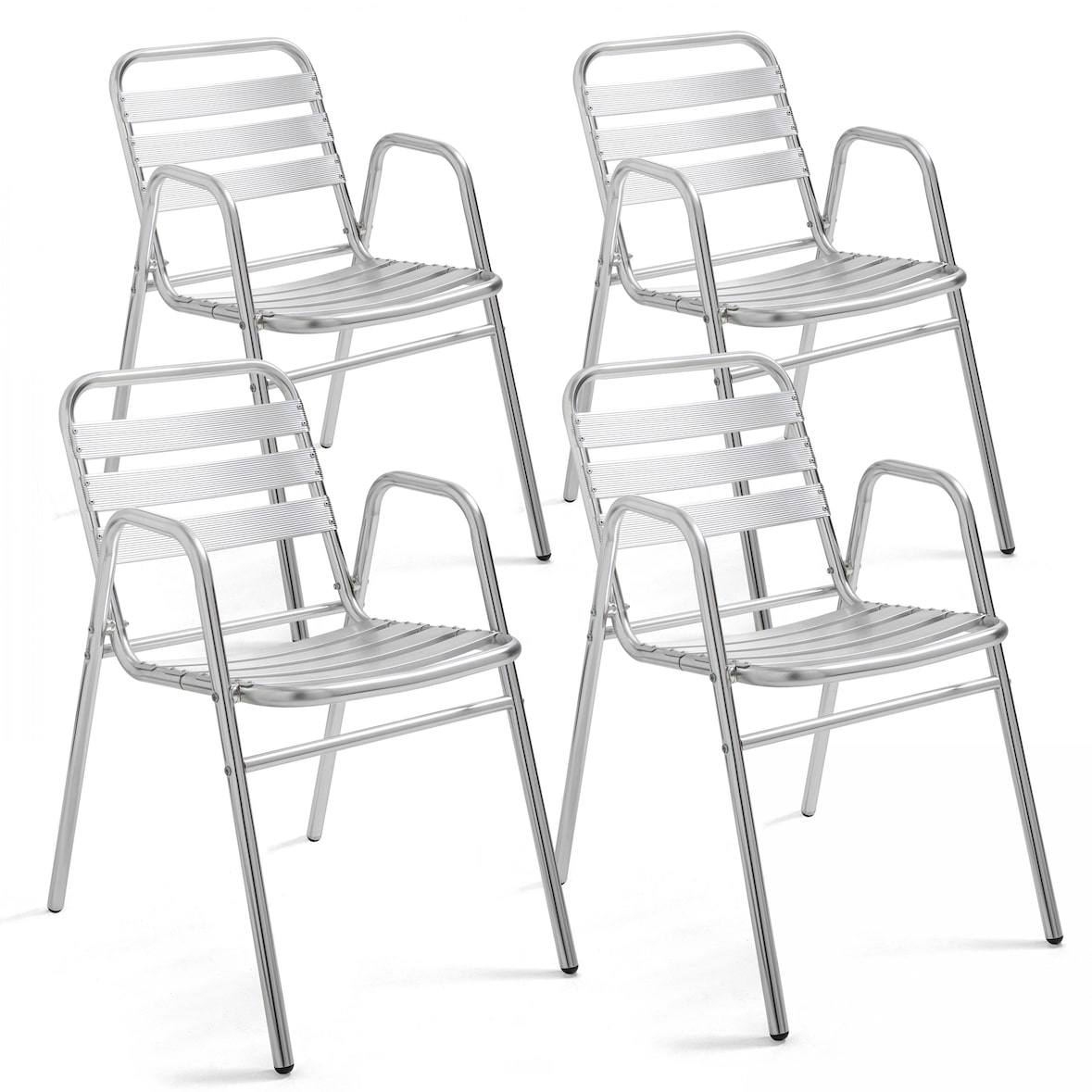 Lot 4 Gartensessel Aluminium grau