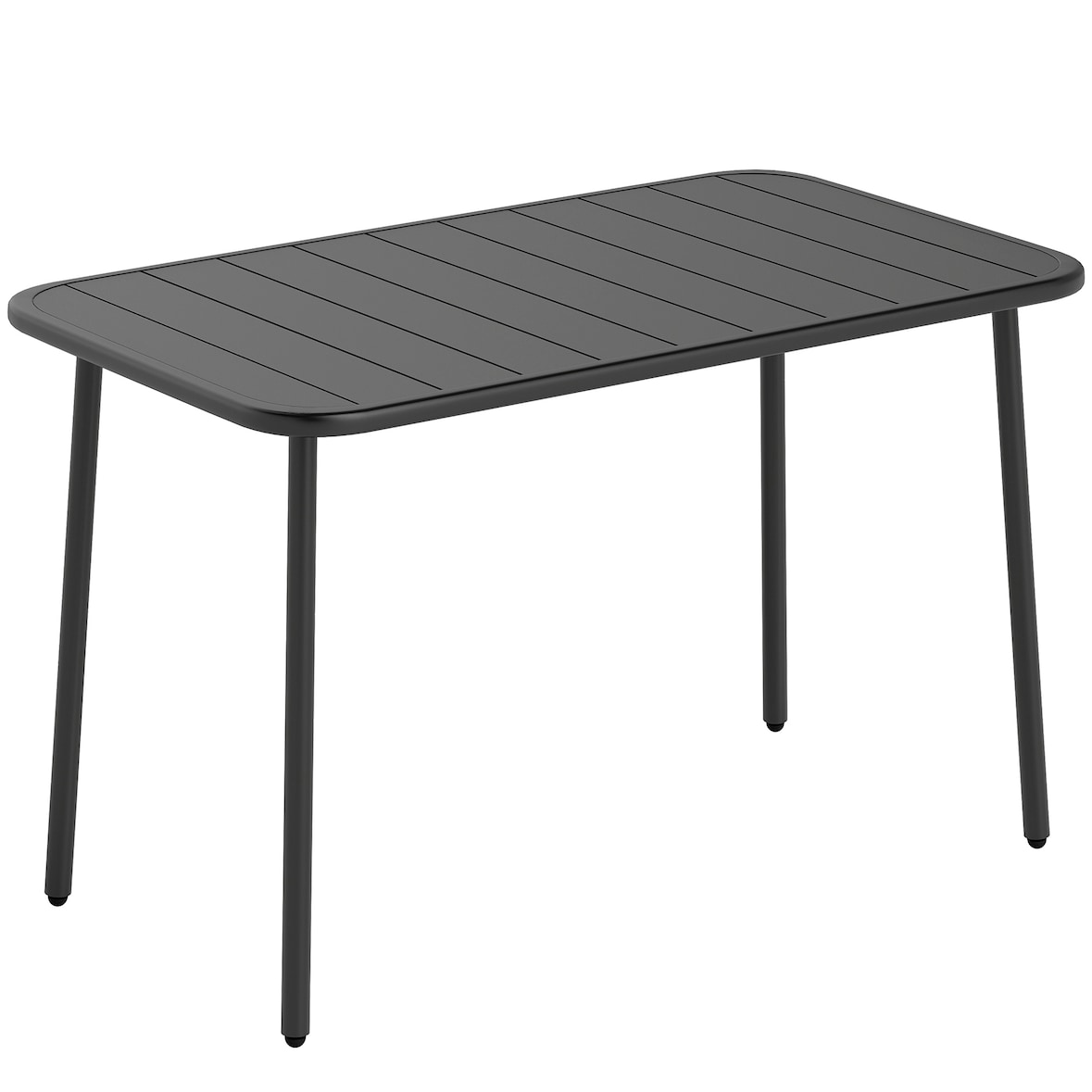 Outsunny Mesa de Jantar de Jardim Retangular 120x70x72 cm de Aço com Tampo com Ripas para 4 Pessoas, Cinzento