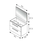thumbnail of Dmora Mobile sottolavabo Inglewood, Mobiletto per bagno sospeso, Armadio a 2 cassetti e specchio, 80x45h57 cm, Cemento