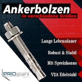 thumbnail of PRIOstahl Ankerbolzen Schwerlastanker 1 Stück M10x120mm Bolzendübel Ankerschraube aus Edelstahl V2A