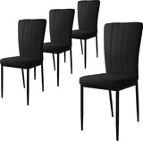 thumbnail of ML-Design – Esszimmerstühle 4er Set Schwarz | Samtbezug, Rückenlehne, Metallbeine, ergonomische Küchen- & Wohnzimmerstühle